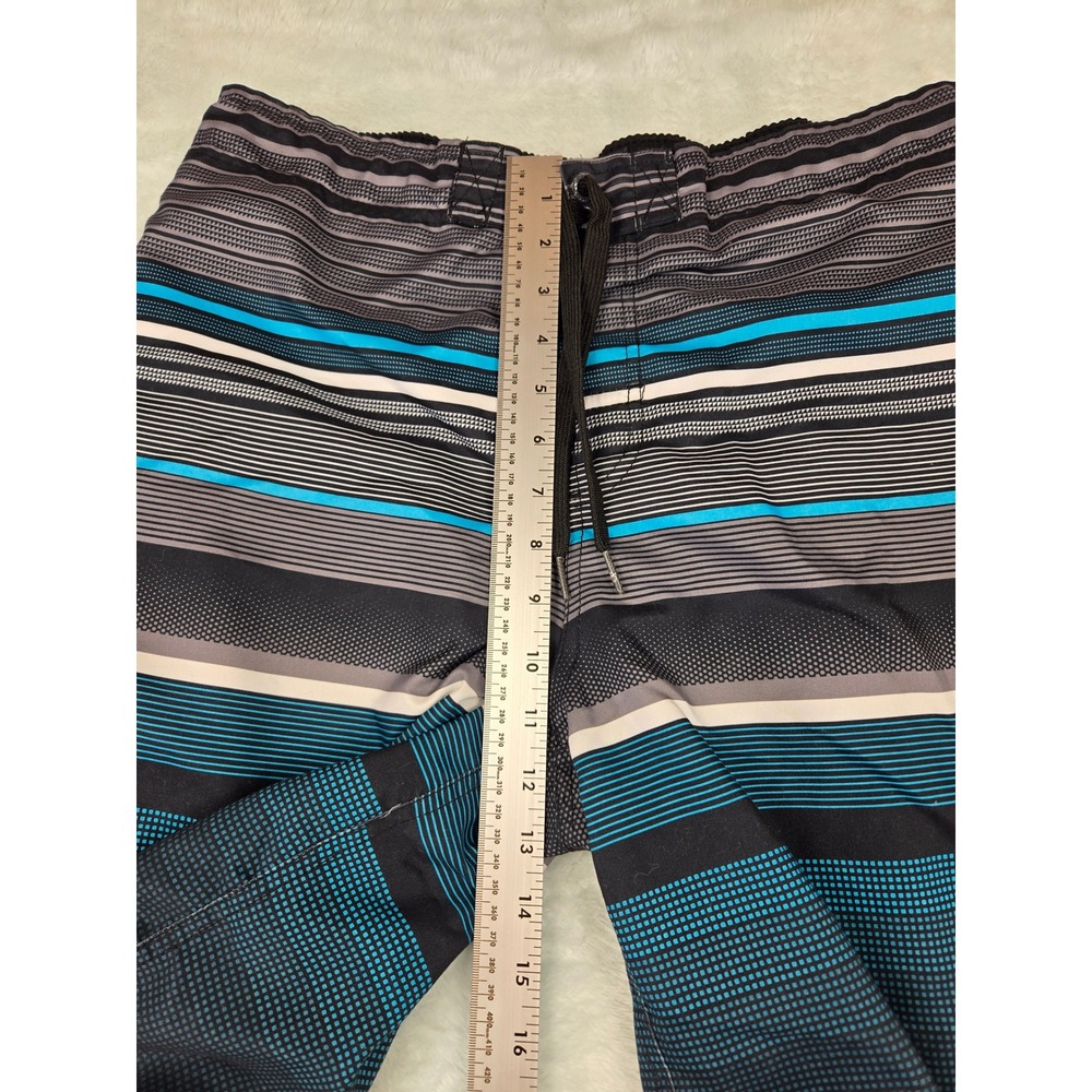 Ocean Pacific Mens Board Shorts Size M 32-34 Black Blue Striped Swim Trunks OP - Picture 6 of 12
